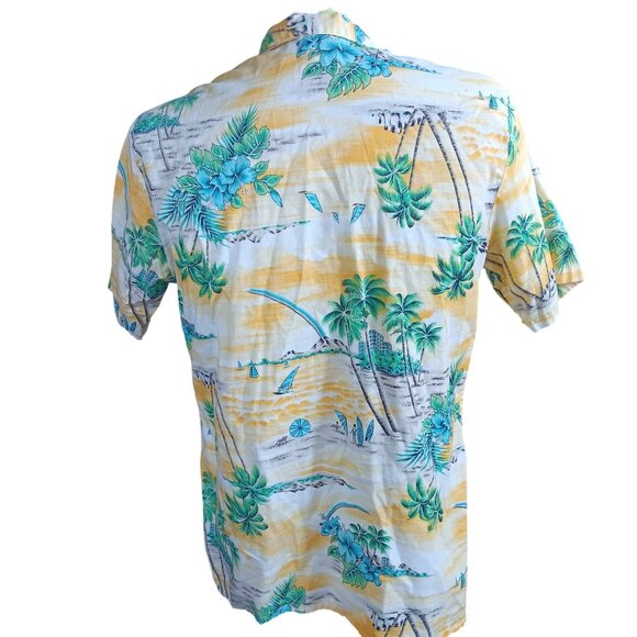 Large Vintage Men's Hawaiian Shirt Paradise Beach Club USA 1980's Vacation Beach - Picture 4 of 5